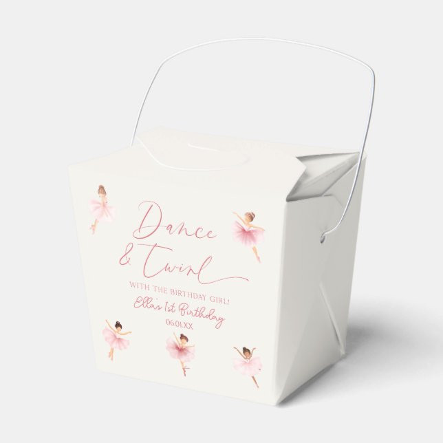 Dance & Twirl Pink Ballerina Ballet Birthday Party Favour Box (Front Side)