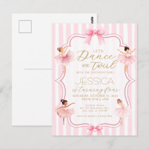 Dance & Twirl Pink Ballerina Ballet Birthday Party Postcard