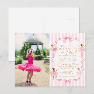 Dance & Twirl Pink Ballerina Photo Birthday Party Postcard