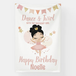 Dance & Twirl, Princess Ballerina w/Tiara Birthday Banner