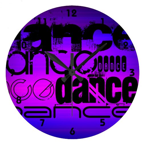 Image of Dance; Vibrant Violet Blue and Magenta Large Clock