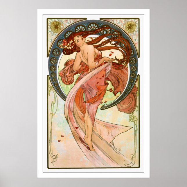 Dance - Vintage Art Nouveau by Alphonse Mucha Poster (Front)