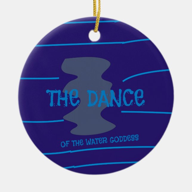 Dance Water Goddess Blue Waves Lines Ocean Sea     Ceramic Tree Decoration (Front)
