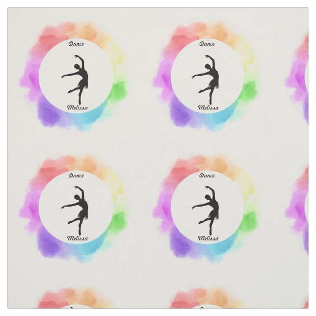 Dance Watercolor Fabric with Her Name (Swatch)