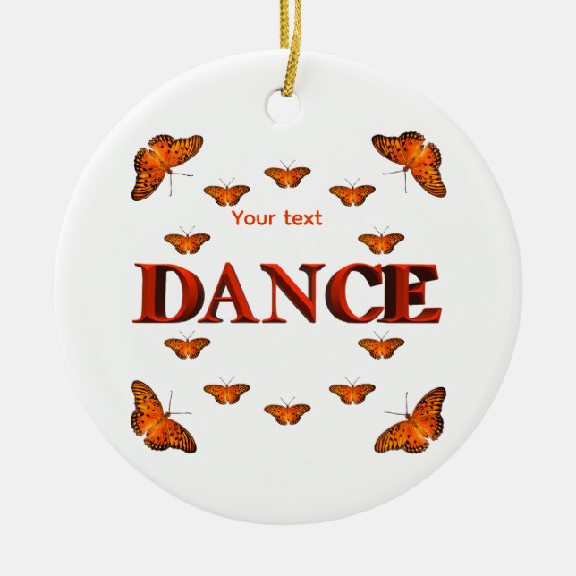 Dance with butterflies design ceramic tree decoration (Front)
