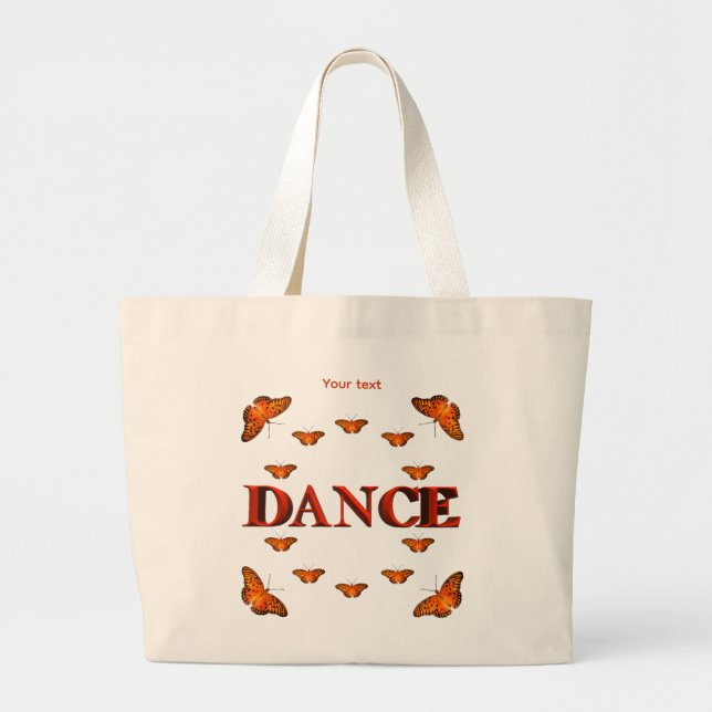 Dance with butterflies design large tote bag (Front)