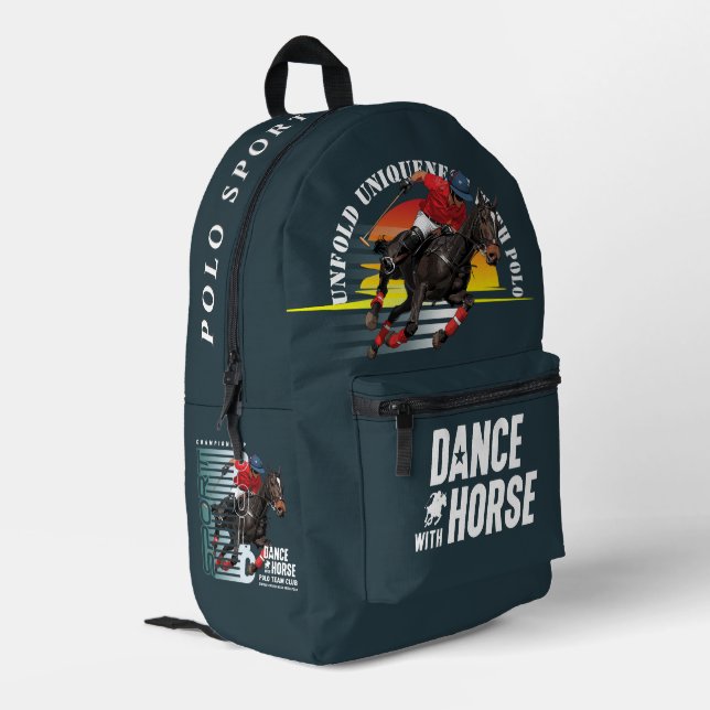 Dance with Horse (Dark mode) | Printed Backpack (Back Corner Left)
