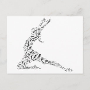 Dance Word Cloud Black & White Postcard