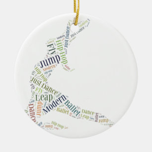 Dance Word Cloud Ceramic Tree Decoration