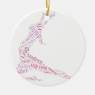 Dance Word Cloud Pink Ceramic Tree Decoration