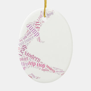 Dance Word Cloud Pink Ceramic Tree Decoration