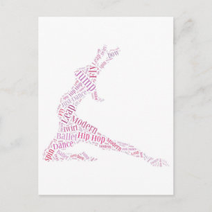 Dance Word Cloud Pink Postcard