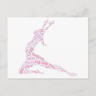 Dance Word Cloud Pink Postcard