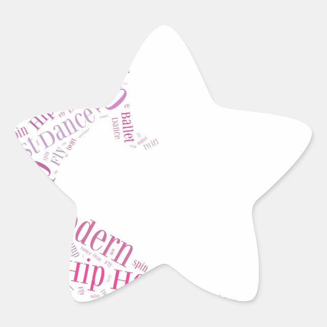 Dance Word Cloud Pink Star Sticker (Front)