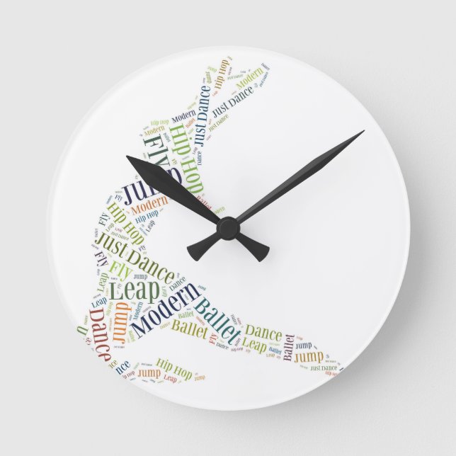 Dance Word Cloud Round Clock (Front)