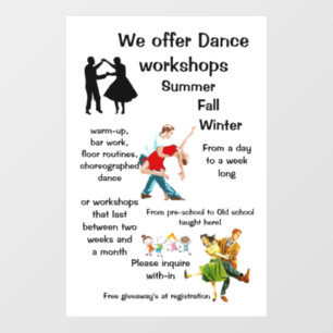 "Dance Workshop" Window Cling