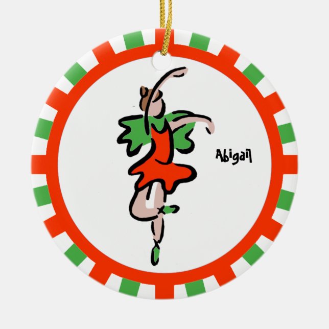 DanceChick Ballerina personalised ornament (Front)