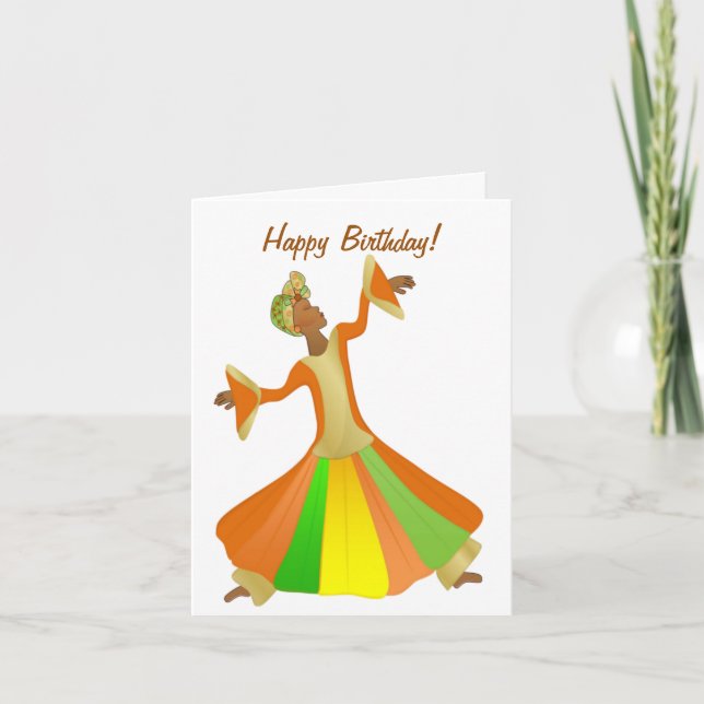 Dancer African American Woman Happy Birthday Card (Front)