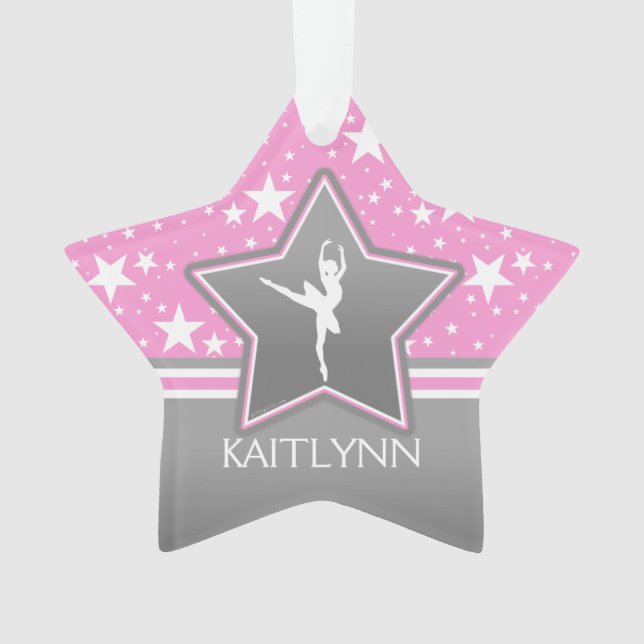 Dancer Among the Stars in Pink with YOUR NAME Ornament (Front)