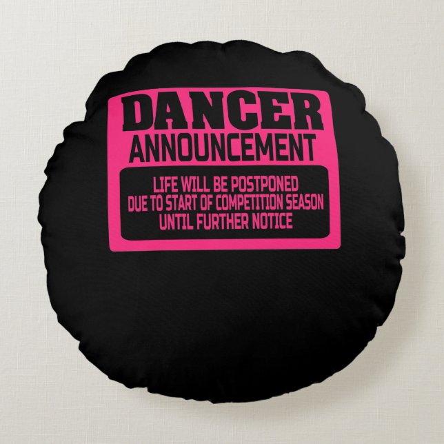 Dancer Announcement Pink Round Cushion (Front)