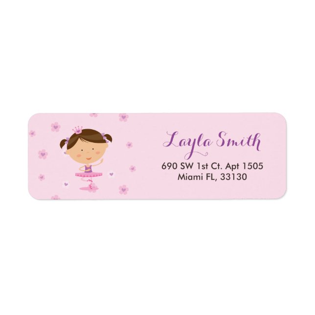 Dancer Ballerina Girl Return Address Labels (Front)