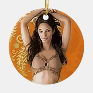 Dancer belly dancing ceramic tree decoration
