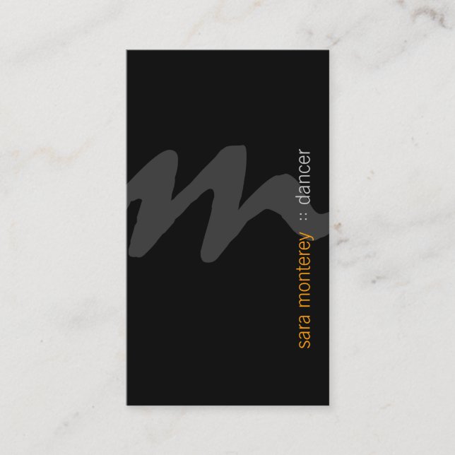 Dancer Bold Script Monogram Business Card (Front)
