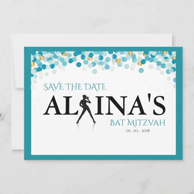 DANCER DOTS Bat Mitzvah Invitation (Front)