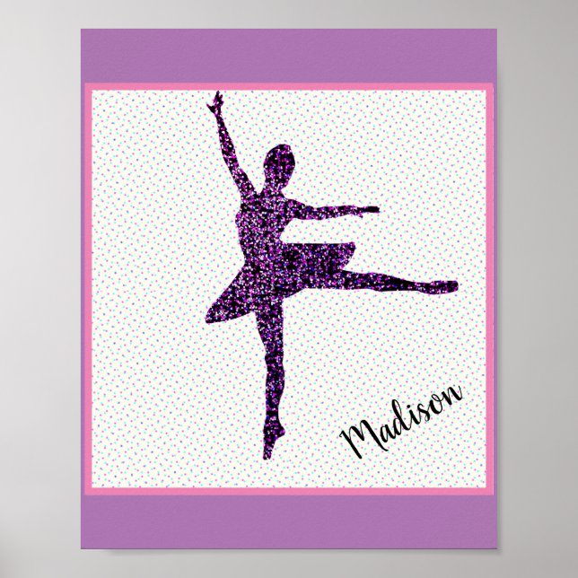 Dancer Faux Sparkle Personalised Tiny Dot Poster (Front)