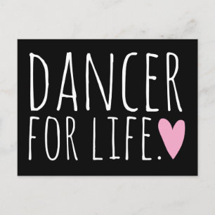 Dancer For Life Black with Heart Postcard
