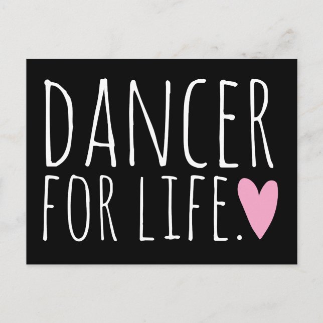 Dancer For Life Black with Heart Postcard (Front)