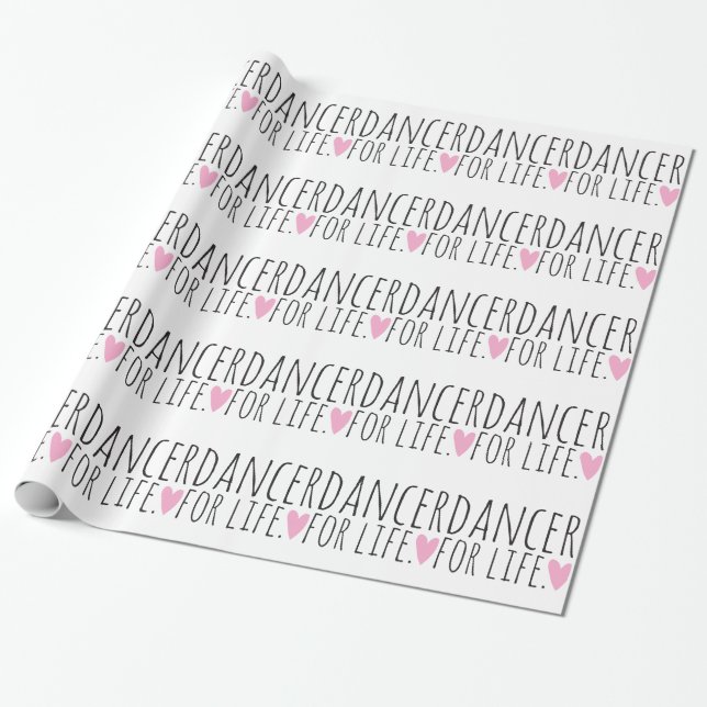 Dancer For Life White with Heart Wrapping Paper (Unrolled)