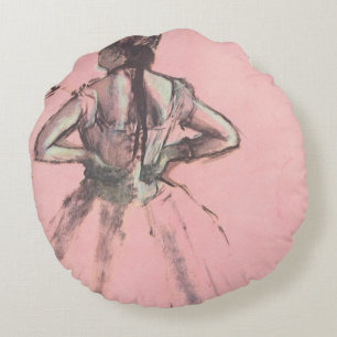 Dancer from Back, Hands on Hips by Edgar Degas Round Cushion