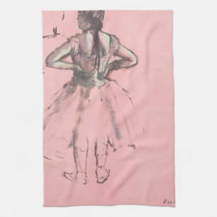 Dancer from Back, Hands on Hips by Edgar Degas Tea Towel