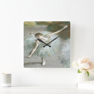 Dancer in Green by Edgar Degas Square Wall Clock