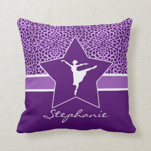 Dancer in Purple Cheetah Print with Monogram Cushion