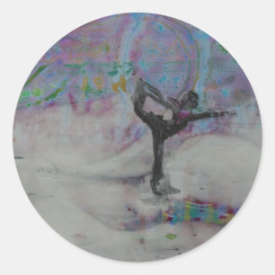 Dancer In The Snow Yoga Girl Classic Round Sticker
