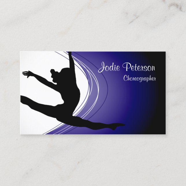 Dancer Jette Leap Silhouette Violet Business Card (Front)