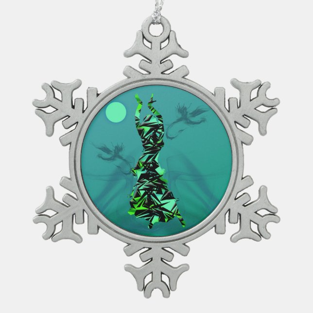 Dancer *Jinx* Snowflake Pewter Christmas Ornament (Front)
