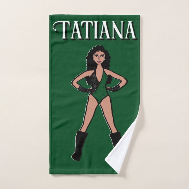 Dancer/Majorette Hand Towel Green Black #2 (Hand Towel)