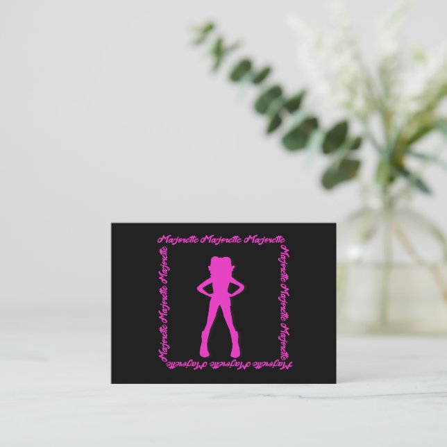 Dancer Majorette Notecard C ( Fuchsia Black ) (Standing Front)