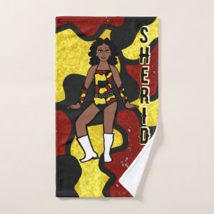 Dancer/Majorette Red Yellow Camo #1 Hand Towel