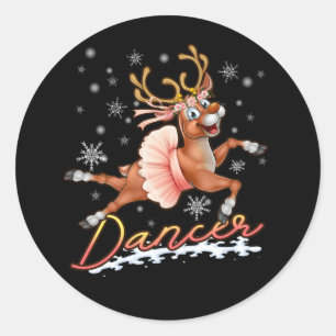 Dancer Merry Christmas Dancing Reindeer Deer Xmas  Classic Round Sticker