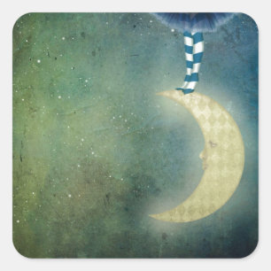 dancer on the moon square sticker