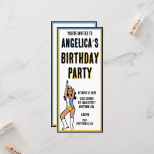 Dancer Party Invitation Light Blue, Gold, White #2