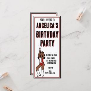 Dancer Party Invitation Red White #1