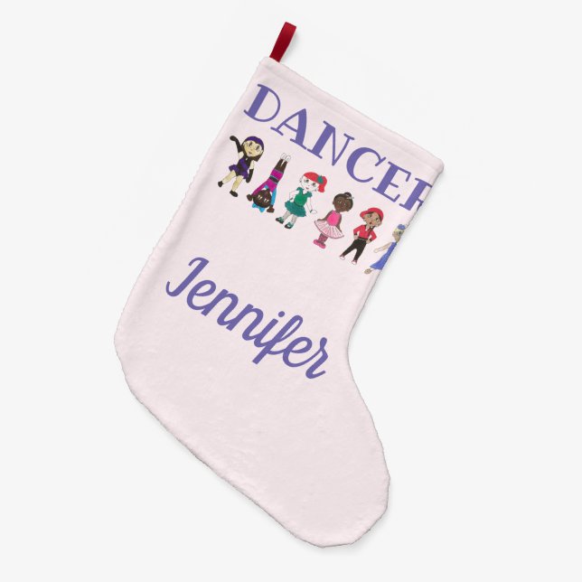 DANCER Personalised Purple Pink Ballet Tap Jazz Large Christmas Stocking (Front (Hanging))