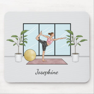 Dancer Pose Yoga Natarajasana Balance Workout Girl Mouse Mat