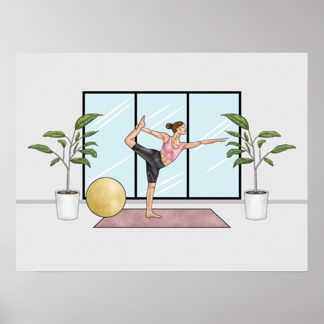 Dancer Pose Yoga Natarajasana Balance Workout Girl Poster (Front)