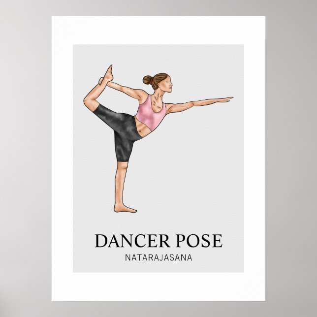 Dancer Pose Yoga Stretch Exercising Workout Woman Poster (Front)